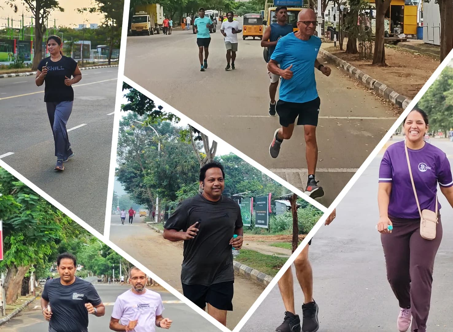 Members running through Mahindra World City at dawn